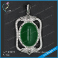 Fashion 925 sterling silver oval green jade pendant
